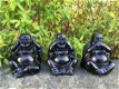 Zwarte boeddha beelden - horen, zien en zwijgen - steen - 0 - Thumbnail