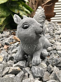 Blije eekhoorn, dierenbeeld, stenen eekhoorn als tuindecoratie - 7