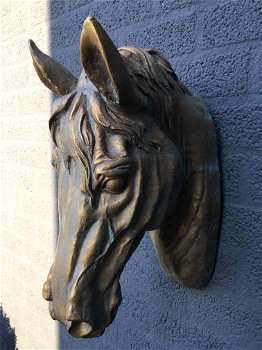 Wandornament van een paardenhoofd, mooi in detail, gemaakt van polystone - 5