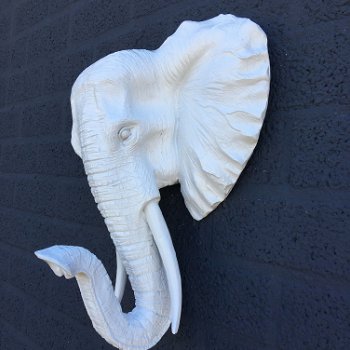 Witte olifantenkop - wandornament, eye-catcher - 4