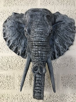 Zwart-grijze olifantenkop - wandornament, eye-catcher - 0