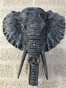 Zwart-grijze olifantenkop - wandornament, eye-catcher