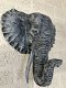 Zwart-grijze olifantenkop - wandornament, eye-catcher - 2 - Thumbnail