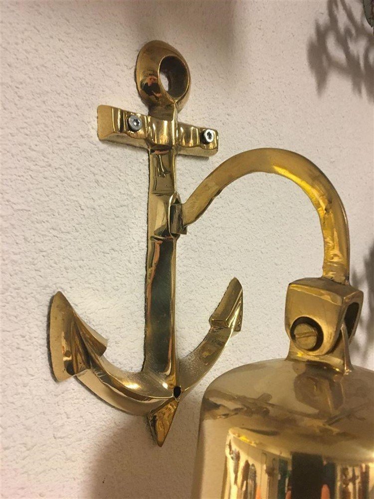 Deurbel, bel schip-anker, messing-bel-voordeurbel - Afbeelding 4