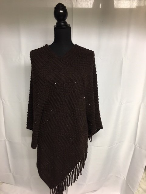 Poncho met palletjes bruin - nr. 1
