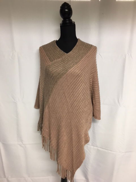 Poncho met glitter caramel - nr. 1