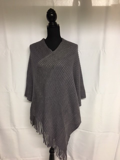 Poncho met glitter grijs - nr. 1
