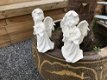 Set engel beelden met kruis, gemaakt van polystone - 5 - Thumbnail