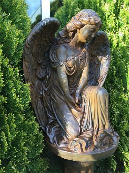 Tuinbeeld engel, vol steen, oxide, groot beeld - 3