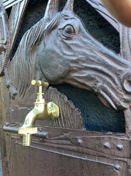Manege of tuin decoratie - staande fontein met paardenhoofd - 2