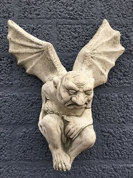 Gargoyle vleermuis, tuinbeeld, middeleeuws figuur, tuindecoratie - 0