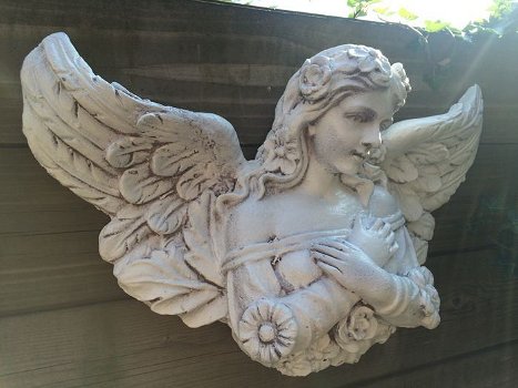 Engel voor aan de wand, sculptuur engel, muurdecoratie - 1