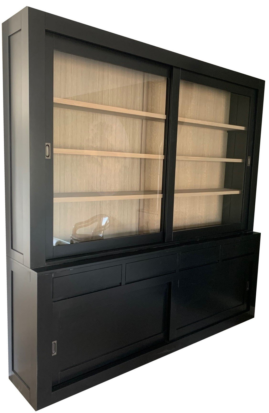 Buffetkast Design zwart met eiken interieur 240 x 50/40 x 240cm - nr. 1