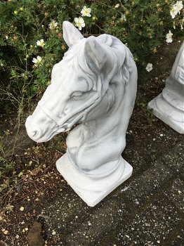 Sculptuur paardenhoofd, steen, tuinbeeld - 4