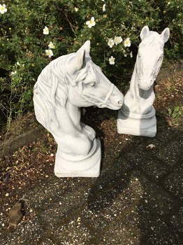 Sculptuur paardenhoofd, steen, tuinbeeld - 5