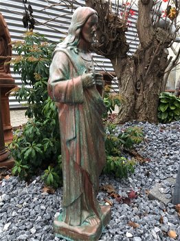 Jezus beeld, kerkelijk tuinbeeld in koper kleur, steen - 6