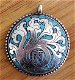 Authentiek amulet van Tibetaans zilver met Mantra en Turkoois, aan ketting - 0 - Thumbnail