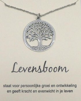 Levensboom hanger aan ketting, op cadeaukaartje - 0