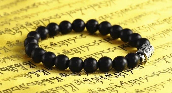 Tibetaanse armband van zwarte Onyx met gebedsmolen - Afbeelding 2