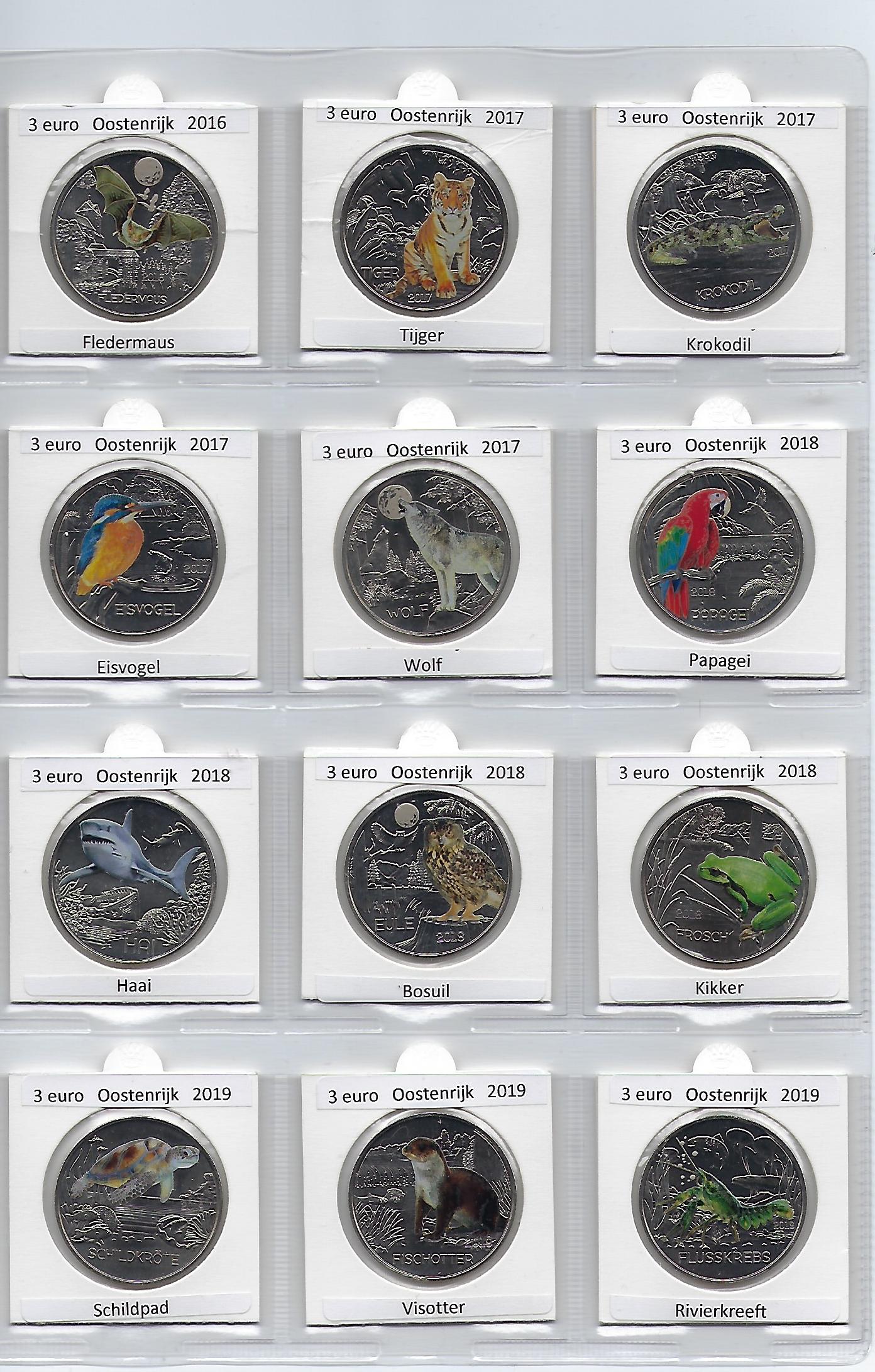 Oostenrijk 3 euro's van dieren in kleur - nr. 1