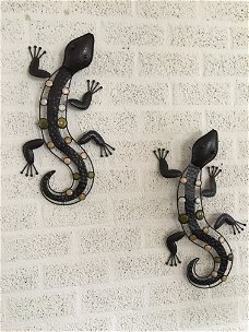 Set salamanders, metalen wanddecoratie / muurdecoratie, sierlijk