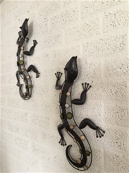 Set salamanders, metalen wanddecoratie / muurdecoratie, sierlijk - 2