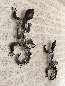 Set salamanders, metalen wanddecoratie / muurdecoratie, sierlijk - 3