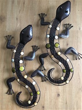 Set salamanders, metalen wanddecoratie / muurdecoratie, sierlijk - 4