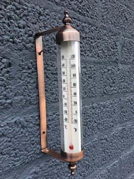 Thermometer / temperatuurmeter, messing-metaal, klassiek en nostalgisch - 0