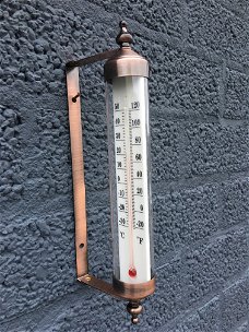 Thermometer / temperatuurmeter, messing-metaal, klassiek en nostalgisch