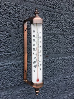 Thermometer / temperatuurmeter, messing-metaal, klassiek en nostalgisch - 1
