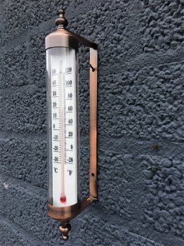 Thermometer / temperatuurmeter, messing-metaal, klassiek en nostalgisch - 4