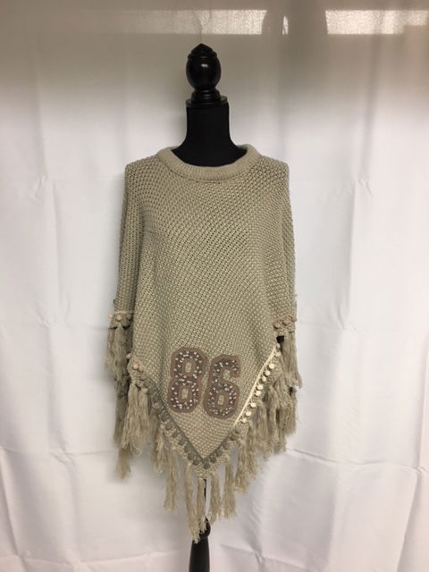 Beige poncho met cijfers - nr. 1