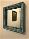 Vintage spiegel, vierkante spiegel in old-dutch look, houten omlijsting - 1 - Thumbnail
