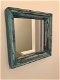 Vintage spiegel, vierkante spiegel in old-dutch look, houten omlijsting - 3 - Thumbnail