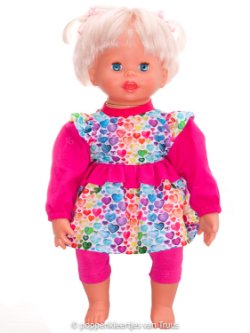 Pop 38 cm Jurksetje fuchsia/multi/hartjes
