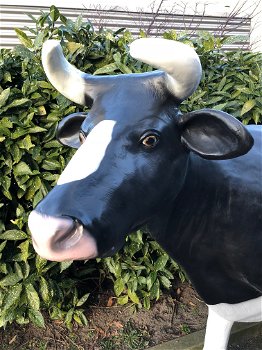 Tuinbeeld van levensgrote koe, sculptuur koe, heel groot beeld - 1