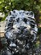 Prachtig beeld van een leeuw, polystone, zilver grijs - 6 - Thumbnail