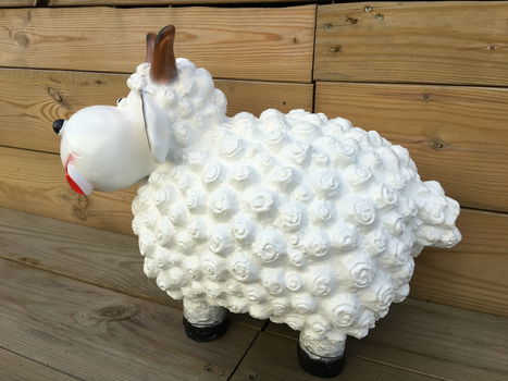 Ram, tuinbeeld, dierenbeeld van polyresin, wit - 1