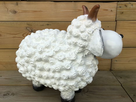 Ram, tuinbeeld, dierenbeeld van polyresin, wit - 4