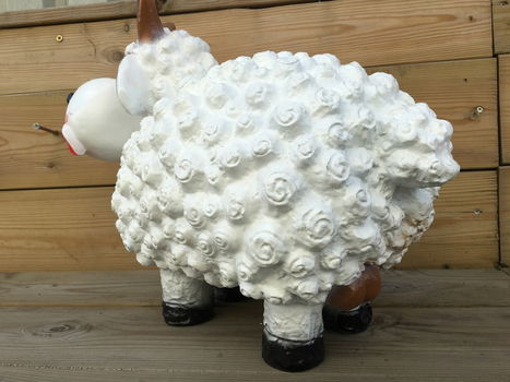 Ram, tuinbeeld, dierenbeeld van polyresin, wit - 5