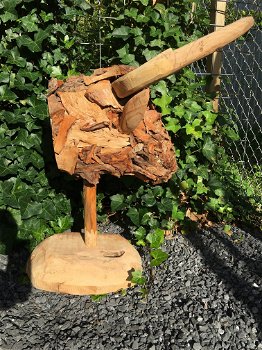 Kunstwerk van een stierenkop, hout, Monfort - 1