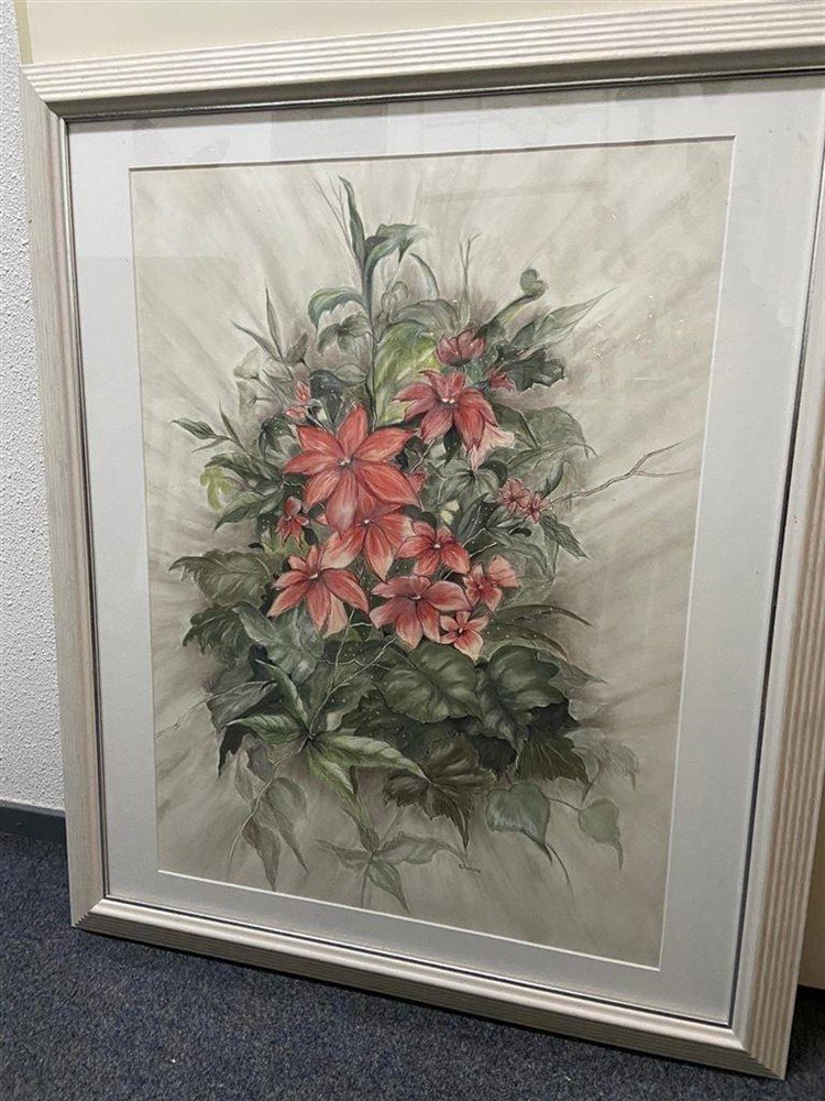 Aquarel -Flowers-signed by Dianne -schilderij - Afbeelding 2