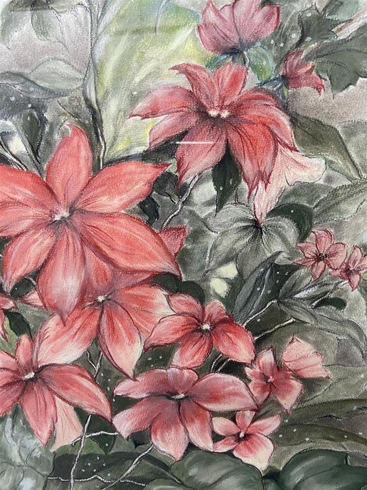 Aquarel -Flowers-signed by Dianne -schilderij - Afbeelding 3