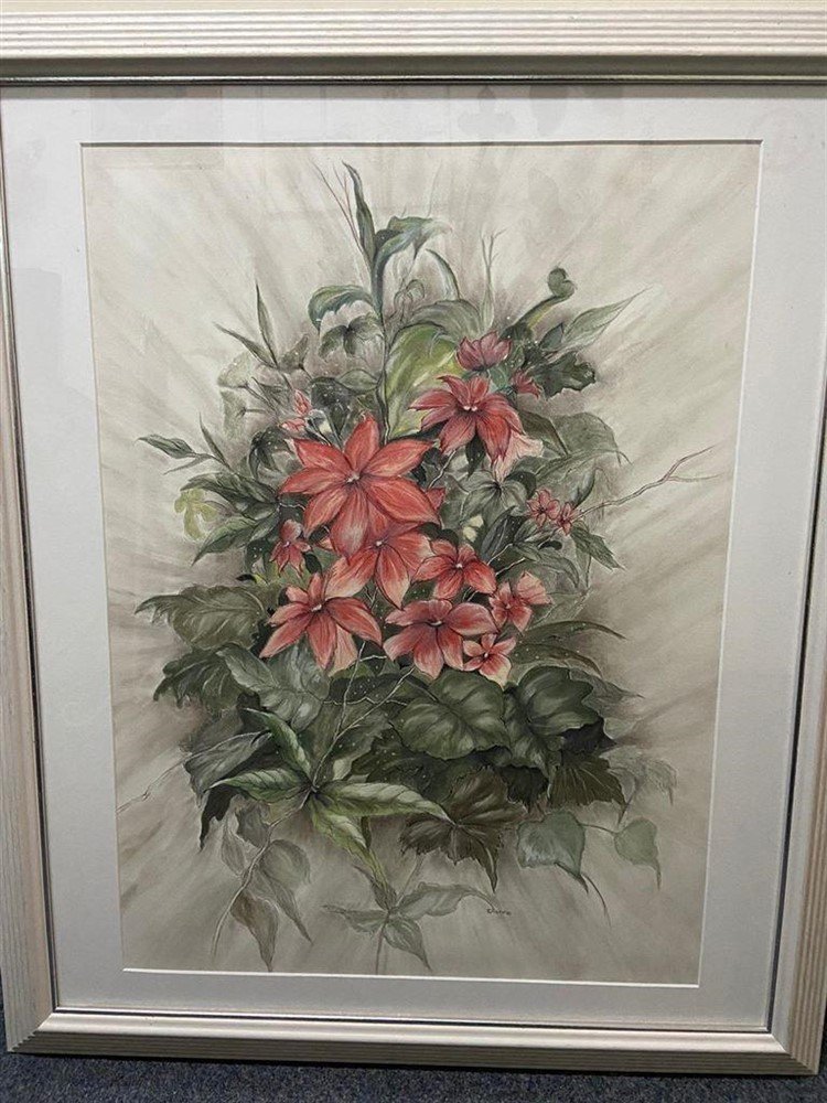 Aquarel -Flowers-signed by Dianne -schilderij - Afbeelding 4