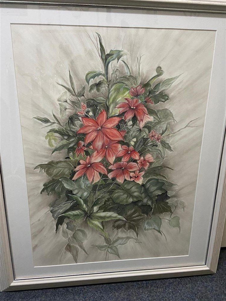 Aquarel -Flowers-signed by Dianne -schilderij - Afbeelding 6