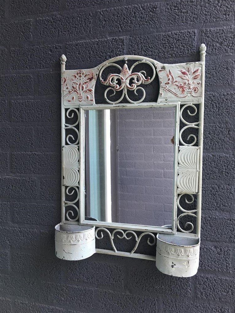 Prachtige wandspiegel in metaal wandornament, mintgreen - nr. 1