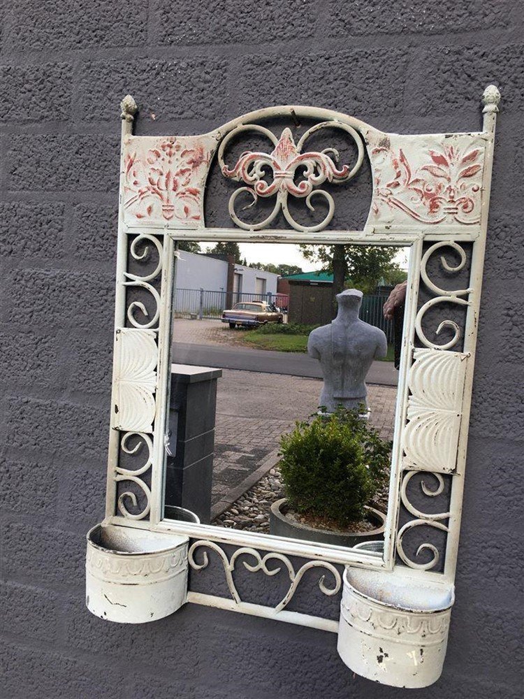 Prachtige wandspiegel in metaal wandornament, mintgreen - Afbeelding 4