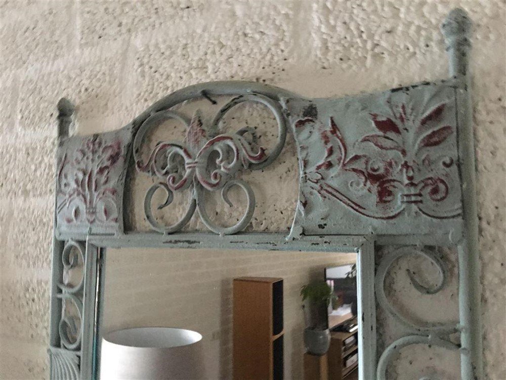 Prachtige wandspiegel in metaal wandornament, mintgreen - Afbeelding 8