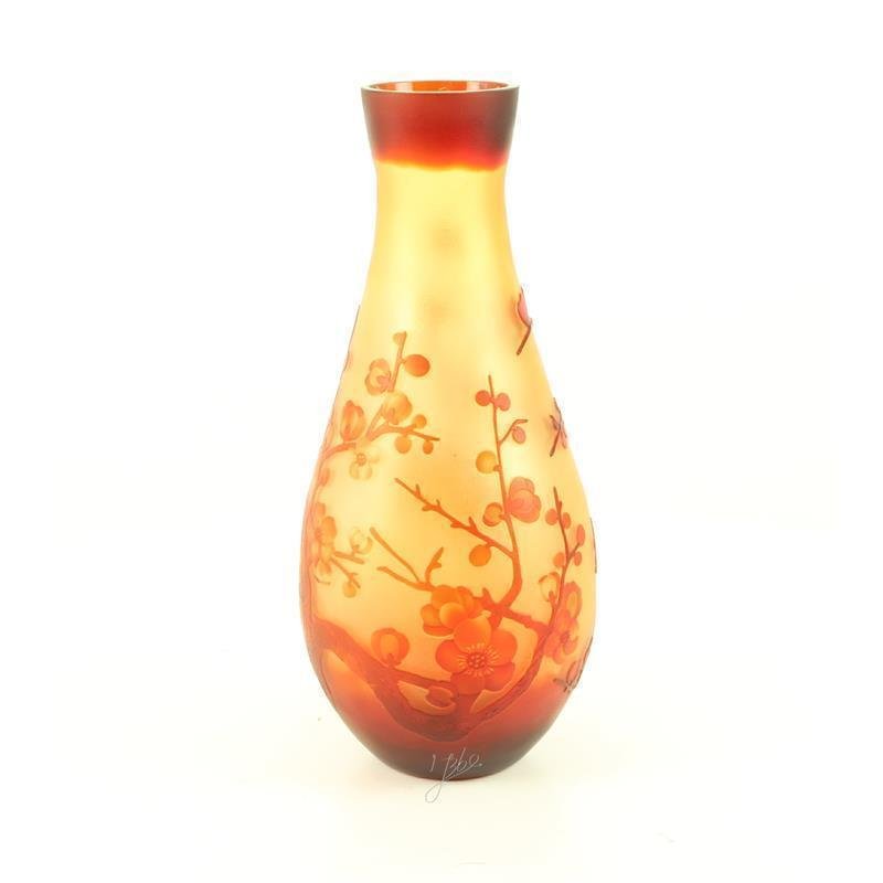 Een cameo glasvaas -CHERRY BLOSSOM-glas -vaas-deco - nr. 1
